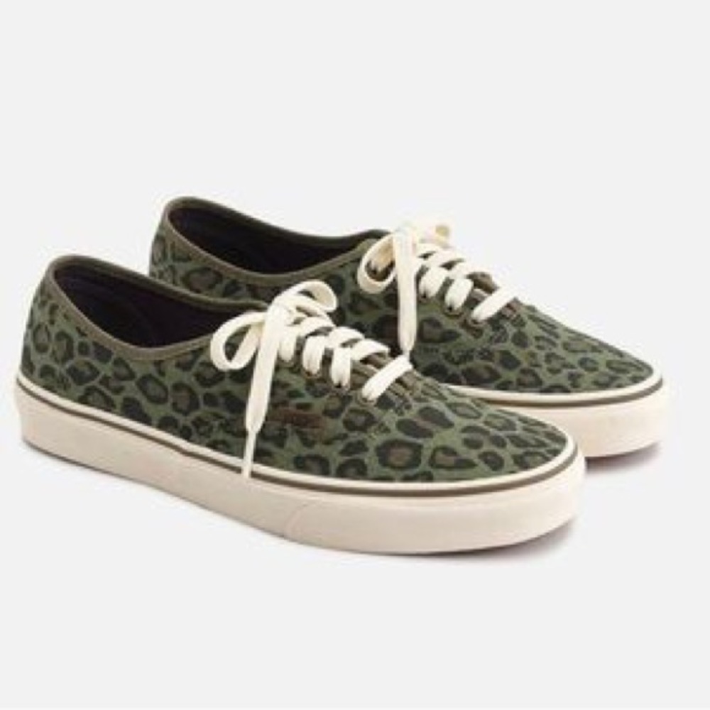 J Crew X Vans Original Leopard Olive Vans 10.5
